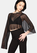 Emmie Black Mesh Poncho