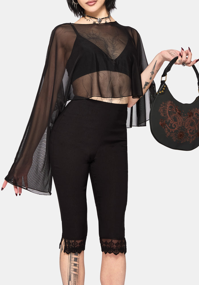 Emmie Black Mesh Poncho