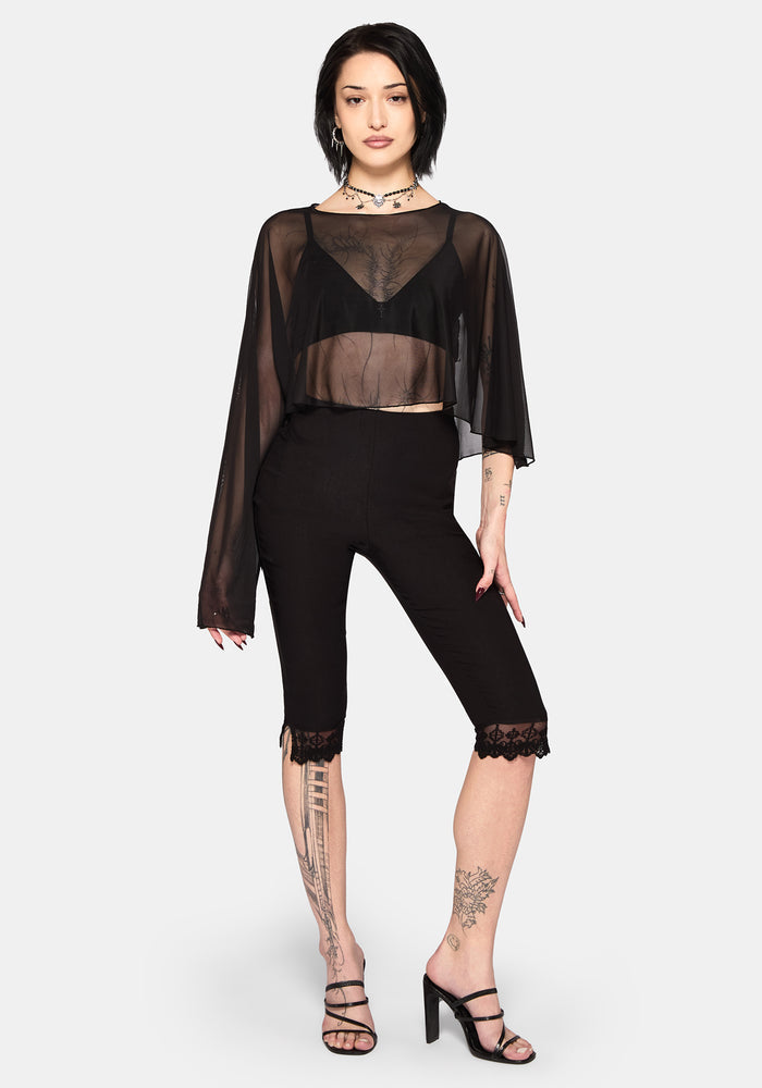 Emmie Black Mesh Poncho