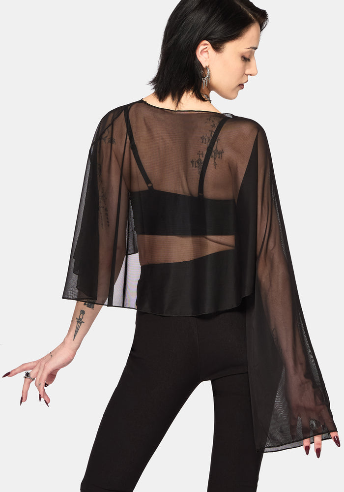 Emmie Black Mesh Poncho