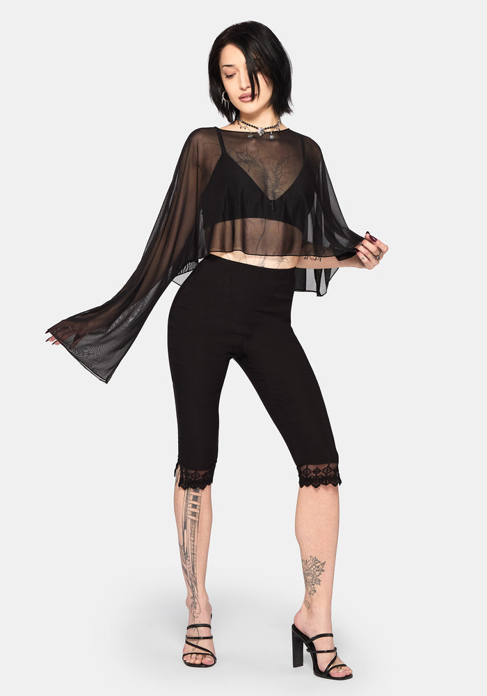 Emmie Black Mesh Poncho