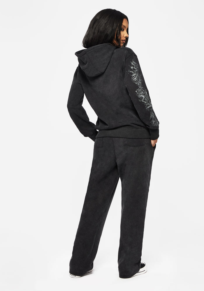 Entwined Rose Graphic Print Longline Hoodie