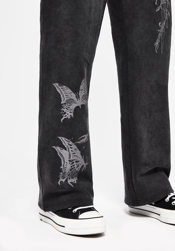 Entwined Rose Graphic Print Straight Leg Sweatpants