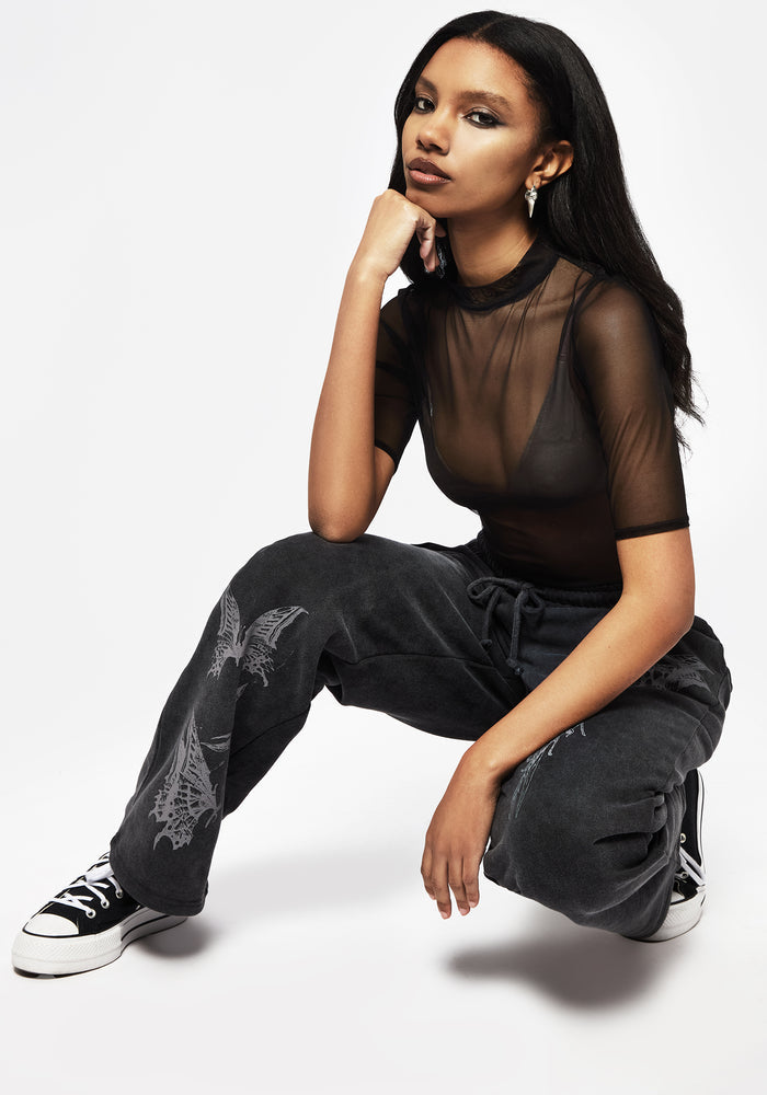 Entwined Rose Graphic Print Straight Leg Sweatpants