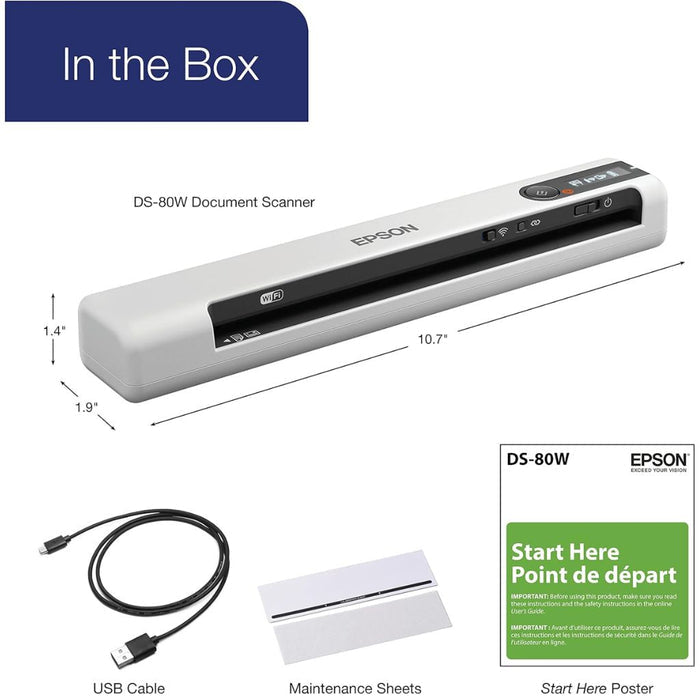 Epson DS-80W Wireless Portable Sheet-fed Document Scanner