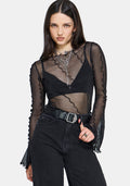 Erika Long Sleeve Seamed Mesh Top