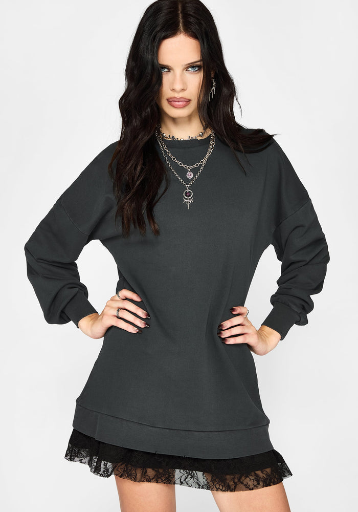 Erisda Lace Hem Sweater Dress