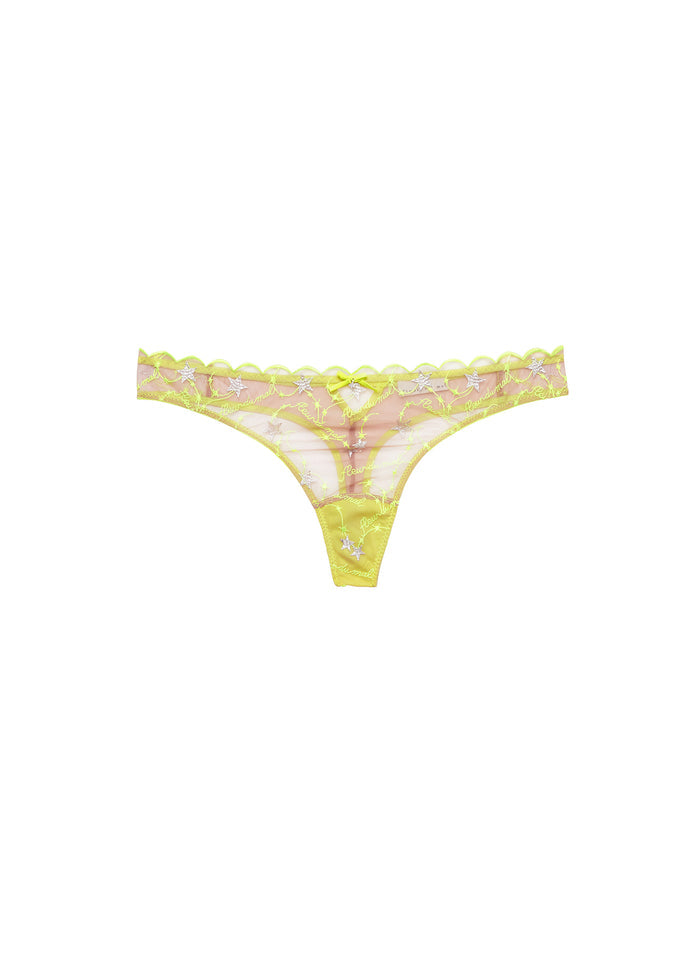 Étoile Embroidery Thong-neon yellow-flat