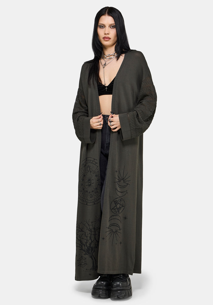 Evander Cosmic Astrology Lightweight Longline Cardigan S