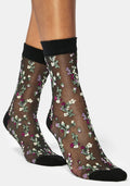 Everblooming Floral Mesh Socks - Purple