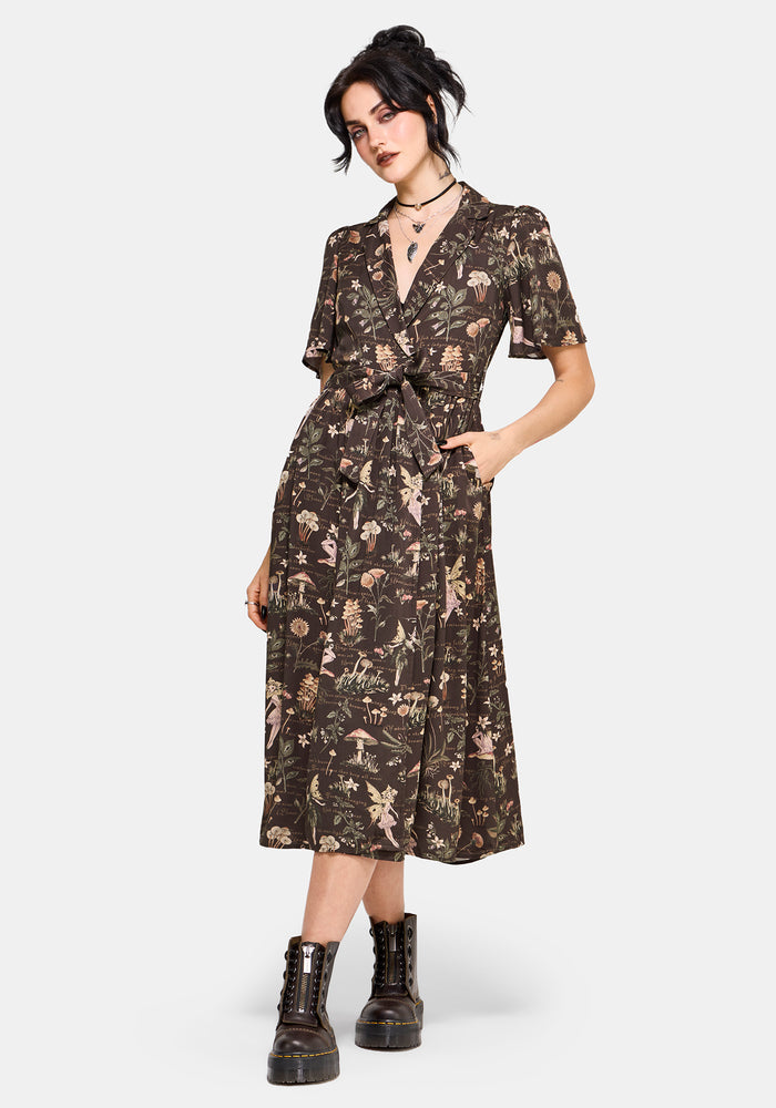 Faela Fairy Tie Waist Wrap Midi Dress US 2