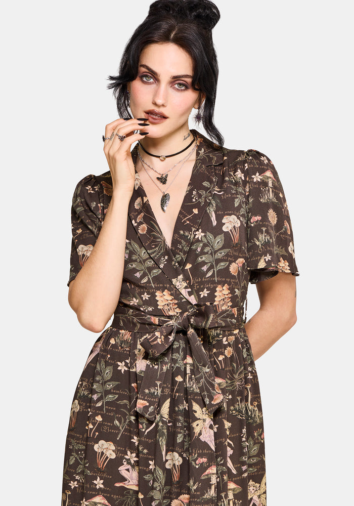 Faela Fairy Tie Waist Wrap Midi Dress US 2