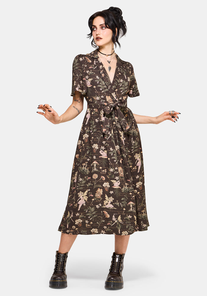 Faela Fairy Tie Waist Wrap Midi Dress US 2