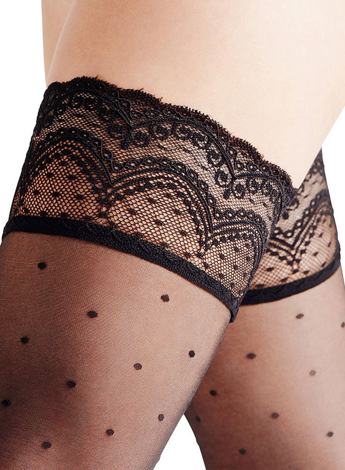 Falke Dot Stay Up Stocking-black