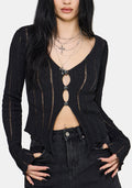 Faylin Ladder Stitch Knit Cardigan S