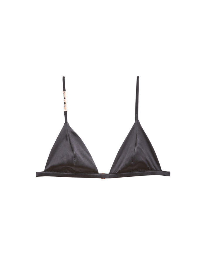 Fleur du Luxe Triangle Bra-black-flat