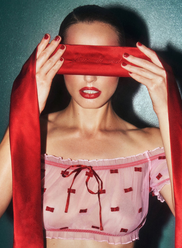 Fleur du Mal Silk Blindfold-rouge