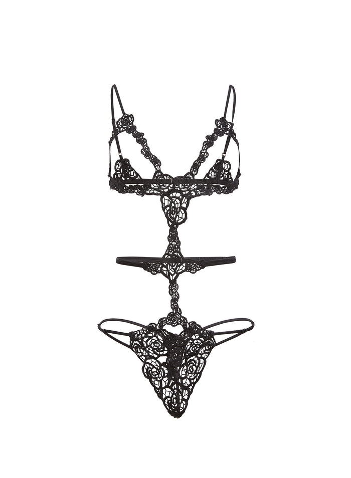 Fleur Guipure Bodysuit-black-flat