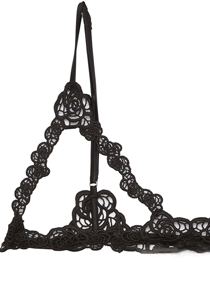 Fleur Guipure Ouvert Bralette-black