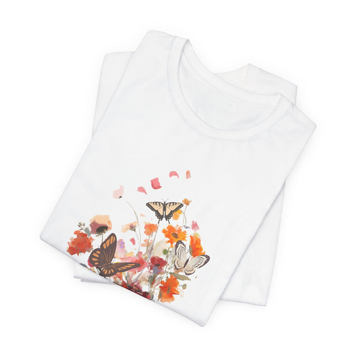 Floral Butterfly Tee — Watercolor Wildflower Graphic T-Shirt