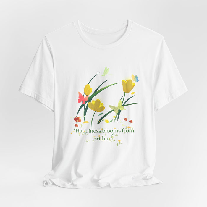 Floral 'Happiness Blooms From Within' Tee — Spring Flower Graphic T-Shirt