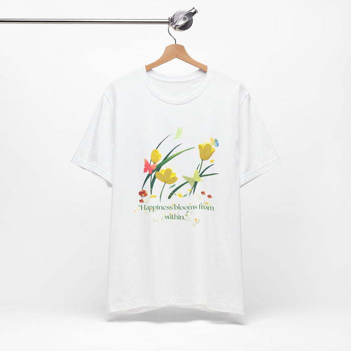 Floral 'Happiness Blooms From Within' Tee — Spring Flower Graphic T-Shirt