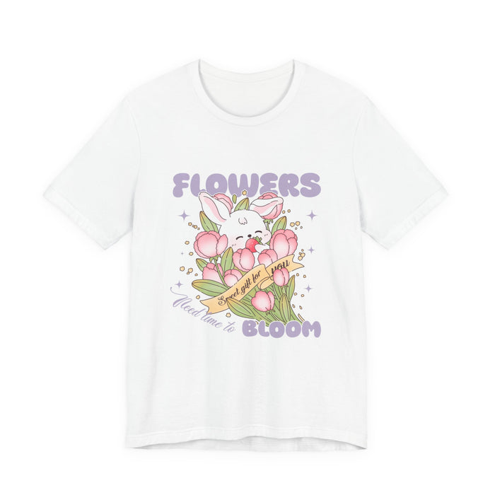 Flowers Bloom Bunny Tee — Cute Floral Rabbit Graphic T-Shirt
