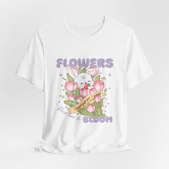 Flowers Bloom Bunny Tee — Cute Floral Rabbit Graphic T-Shirt