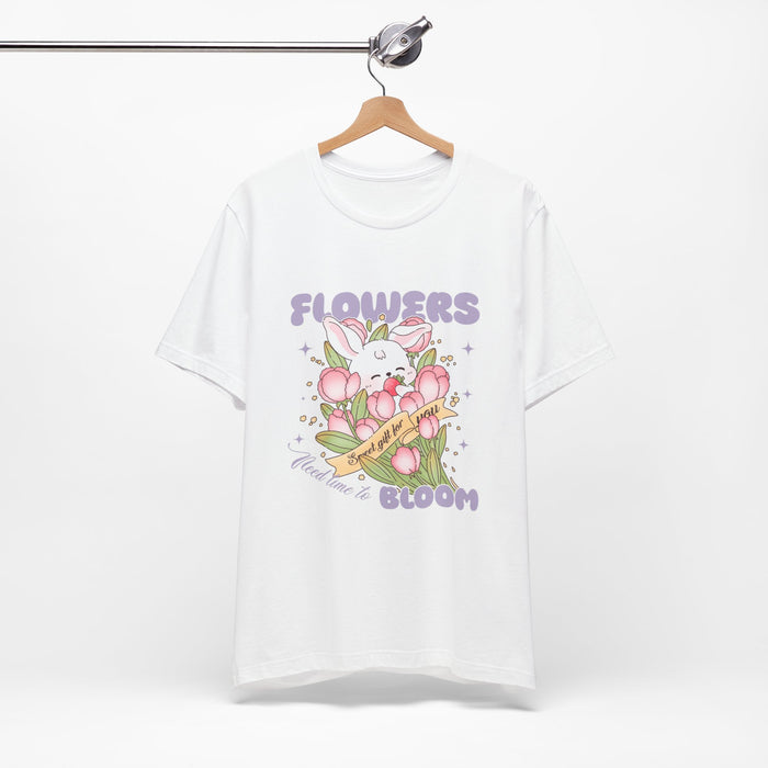 Flowers Bloom Bunny Tee — Cute Floral Rabbit Graphic T-Shirt