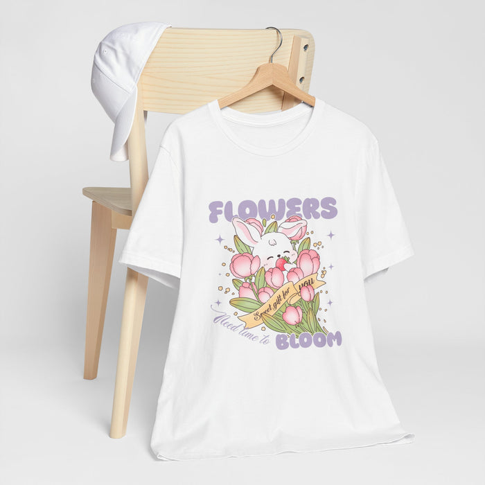 Flowers Bloom Bunny Tee — Cute Floral Rabbit Graphic T-Shirt