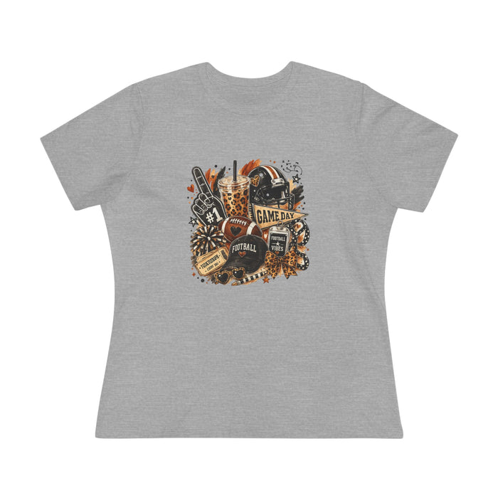 Football Game Day Women's Tee — Retro Helmet, Cleats & 'Game Day' Graphic