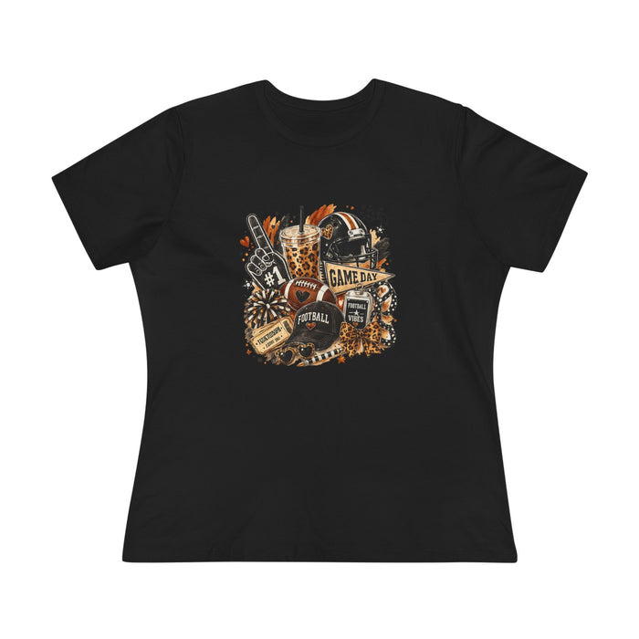 Football Game Day Women's Tee — Retro Helmet, Cleats & 'Game Day' Graphic