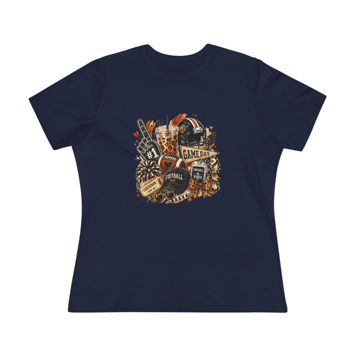 Football Game Day Women's Tee — Retro Helmet, Cleats & 'Game Day' Graphic