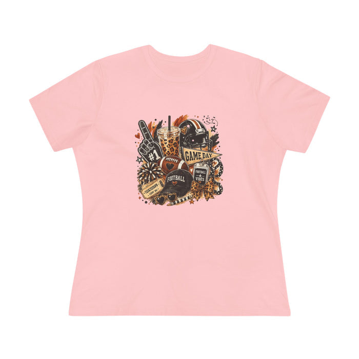 Football Game Day Women's Tee — Retro Helmet, Cleats & 'Game Day' Graphic