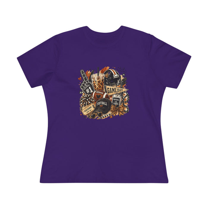 Football Game Day Women's Tee — Retro Helmet, Cleats & 'Game Day' Graphic