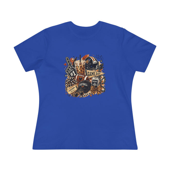 Football Game Day Women's Tee — Retro Helmet, Cleats & 'Game Day' Graphic