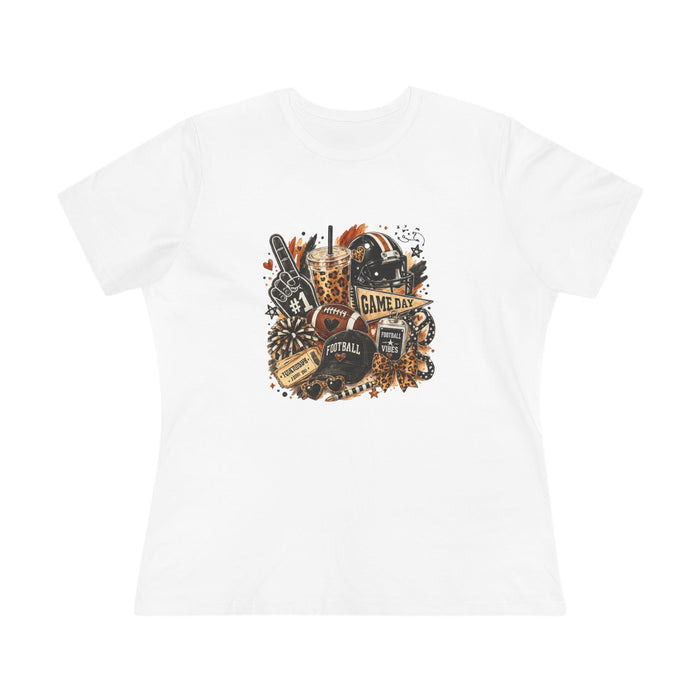 Football Game Day Women's Tee — Retro Helmet, Cleats & 'Game Day' Graphic
