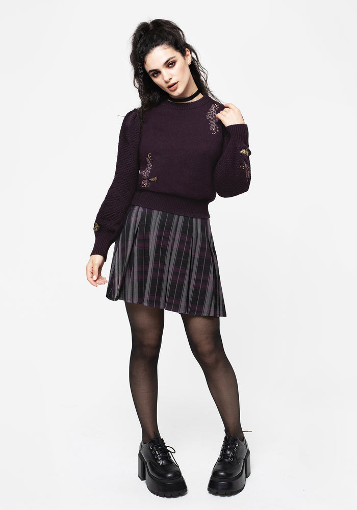 Foxglove Embroidered Knit Sweater