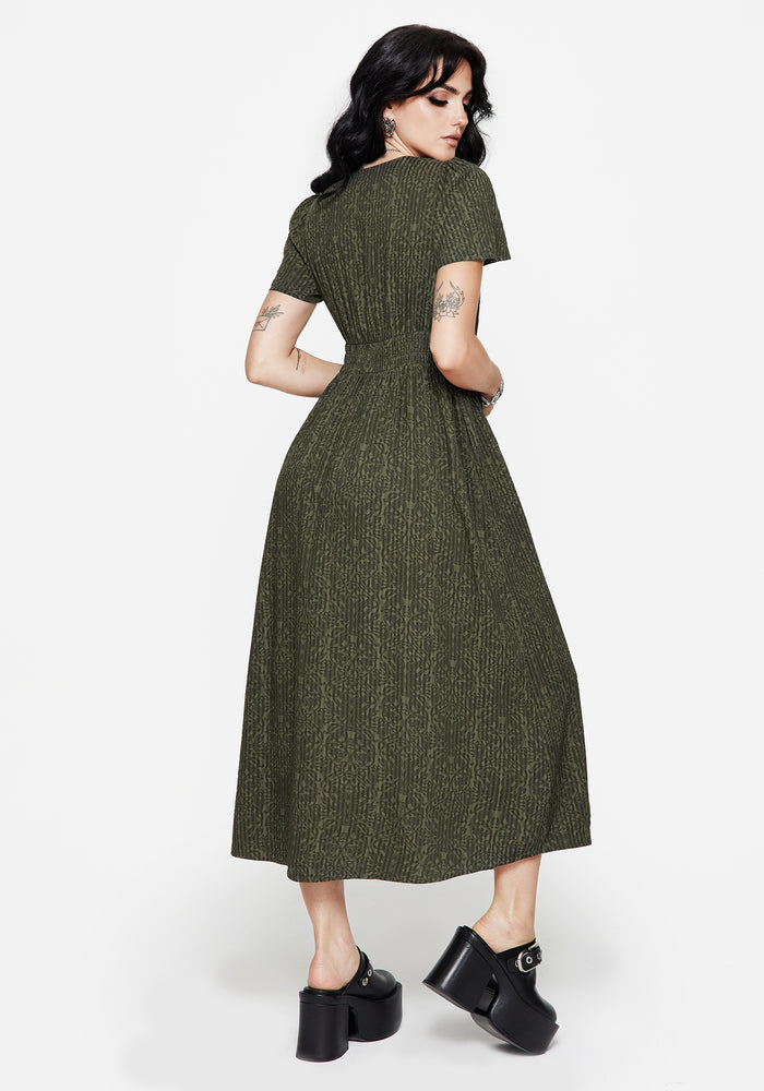 Francesca Dragon Printed Wrap Over Midaxi Dress