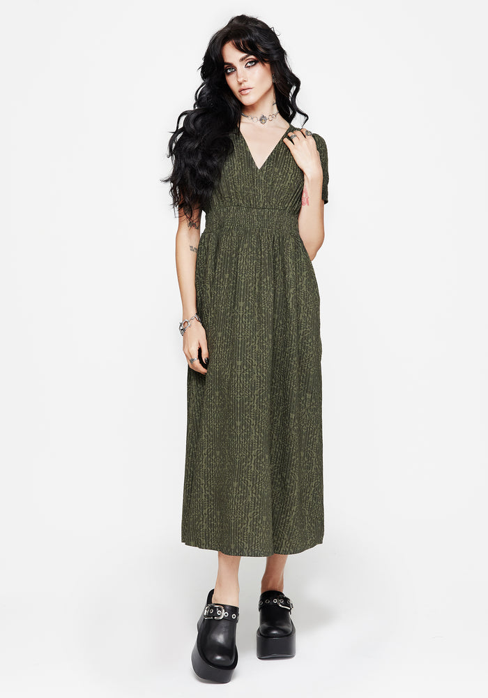 Francesca Dragon Printed Wrap Over Midaxi Dress