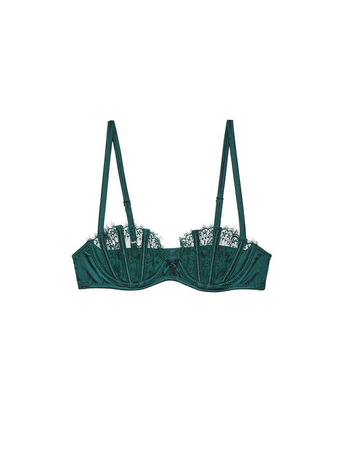 Frankie Lace Boned Balconette-evergreen-flat