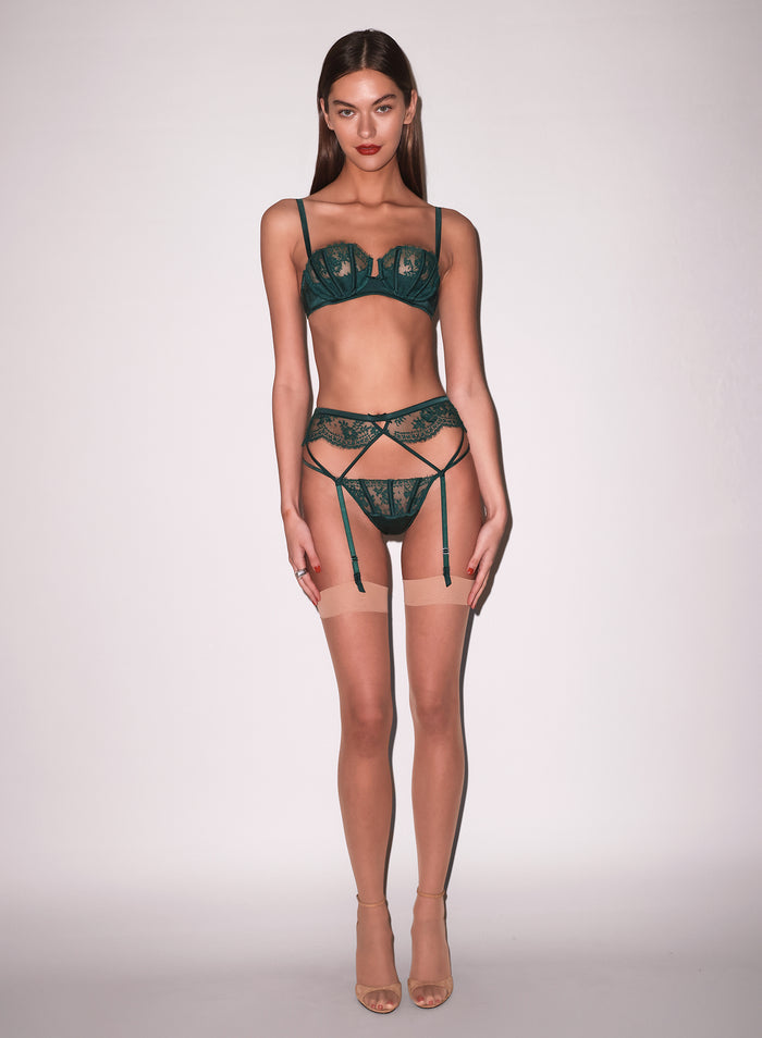 Frankie Lace Boned Balconette-evergreen