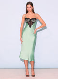 Frankie Lace Cupped Slip Dress-pixel green-Fleur du Mal