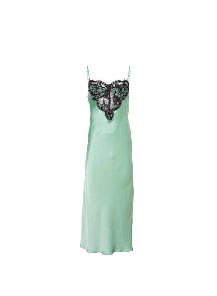 Frankie Lace Cupped Slip Dress-pixel green-flat