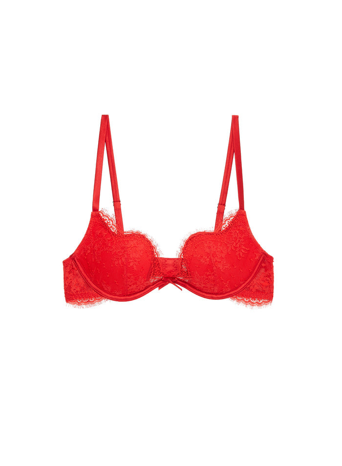 Frankie Lace Seduce U-Plunge Bra-rouge-flat