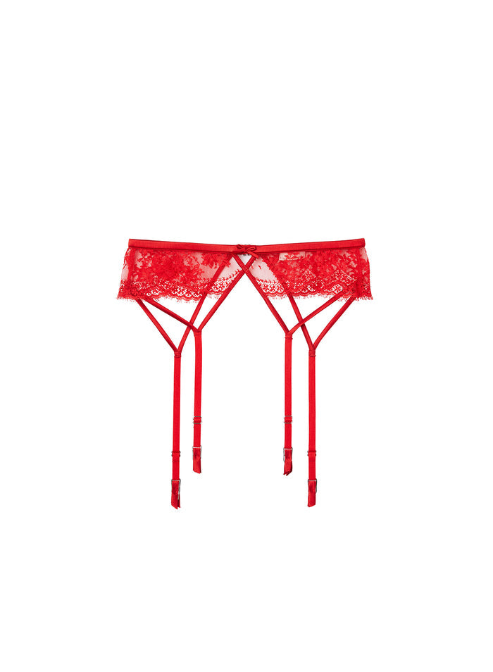 Frankie Lace Strappy Garter Belt-rouge-flat