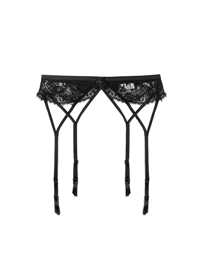 Frankie Lace Strappy Garter Belt-black-flat