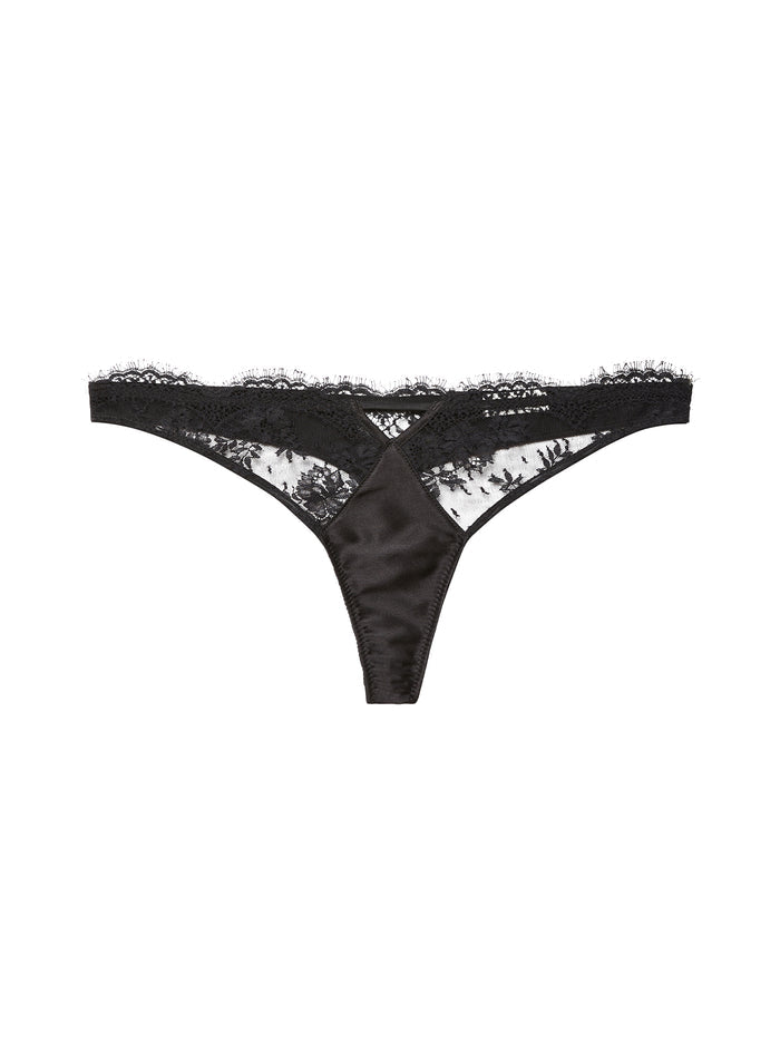 Frankie Lace Thong-black-flat