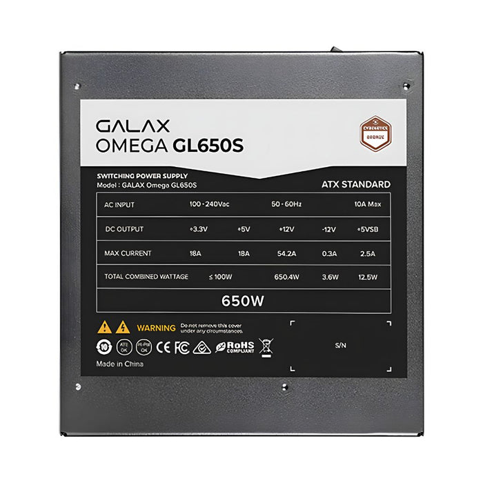 Galax GL650S 650W 80+ Bronze Non-Modular PSU - Black