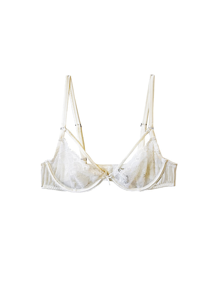 Gardenia Lace Demi Bra-creme-flat